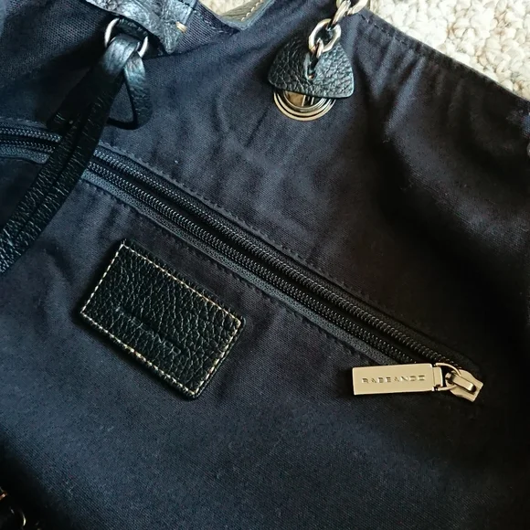 Rabeanco Black Pebbled Leather shoulder Handle Bag